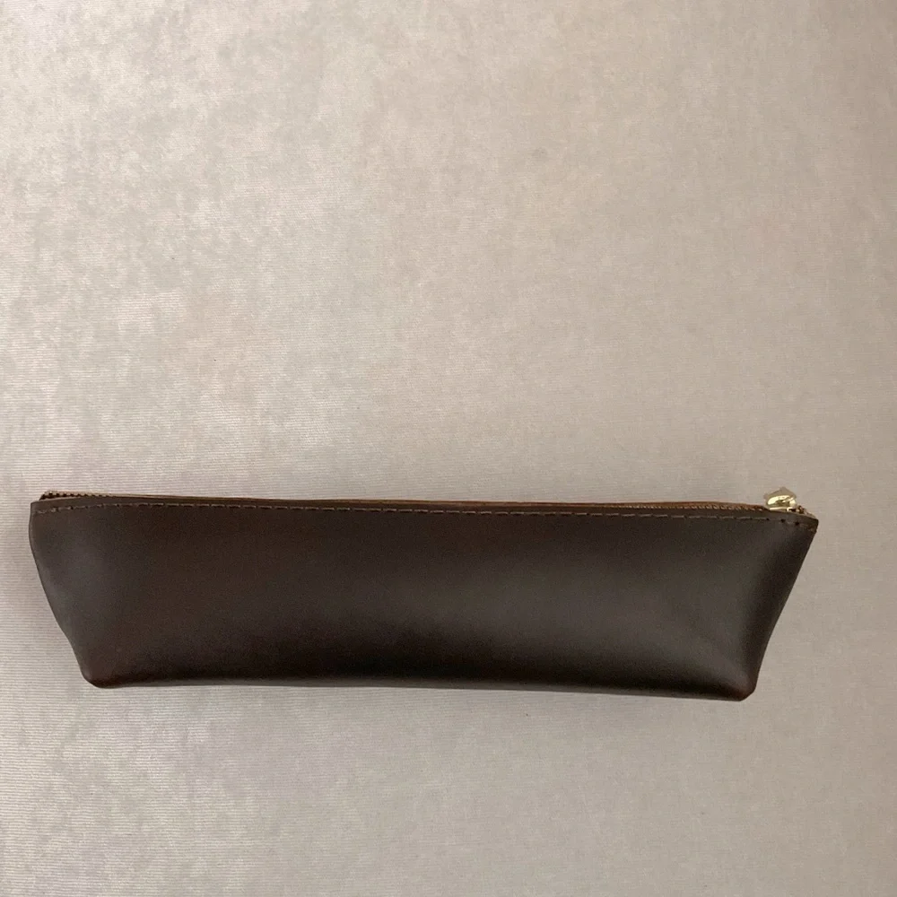 Portland Leather Goods Espresso Brown Leather Long Zip Carrying Case